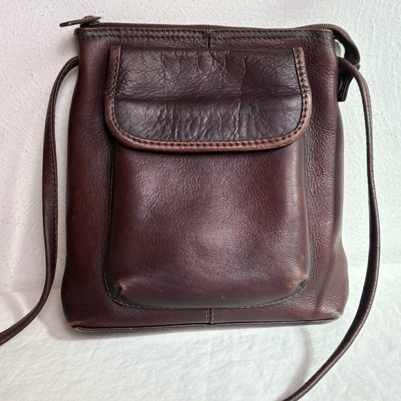 LE DONNE Vintage Genuine Leather Crossbody Bag Purse Minimalist Neutral Boho - Picture 2 of 14